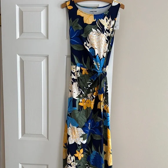 NEW Lands' End Women's Cotton Modal Sleeveless Tie Waist Maxi Dress - Picture 3 of 13